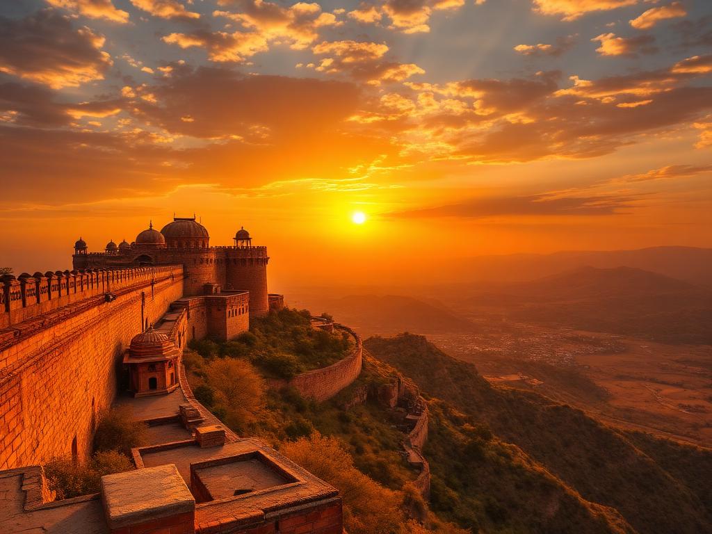 Kumbhalgarh fort at sunset